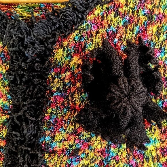 Christina Rotelli Multicolor Woven Knit Fringed Cardigan Sweater - Picture 3 of 5